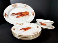 GERMAN LOBSTER PLATES + TRAY + SAUCEBOAT
