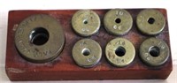 7pc Set of Brass Weights in Holder