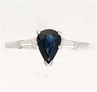 Platinum 1.10 Ct Diamond Sapphire Ring