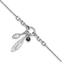 Sterling Silver Rhodium-plated Feather Bracelet