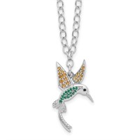 Sterling Silver Crystal Hummingbird Necklace