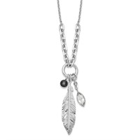 Sterling Silver Feather Crystal Necklace