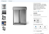 N1514  simplehuman 58L Dual Compartment Recycler