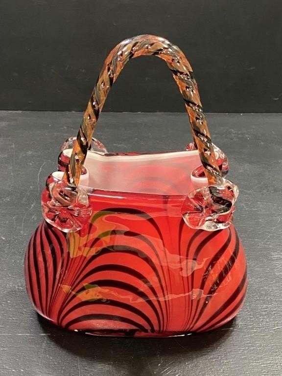 Murano Style Art Glass Handbag