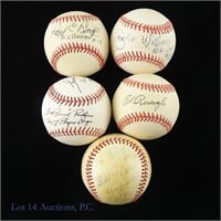 5 Baseballs Signed By Former Major League Umpires