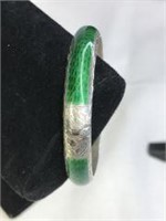 Emerald Green Enamel Overlay Sterling Bracelet
