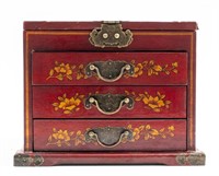 Chinese Painted Vanity Box w/ 3 Drawers