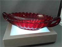 Imperial Glass red pillar pattern relish dish