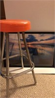 Orange Stool and Poster, Stool 28.5” Tall,