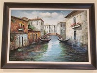 Oil on Canvas Canal Painting