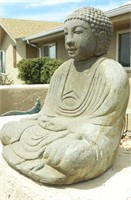 Carved Stone Buddha, Some Cracking, 16" X 12"