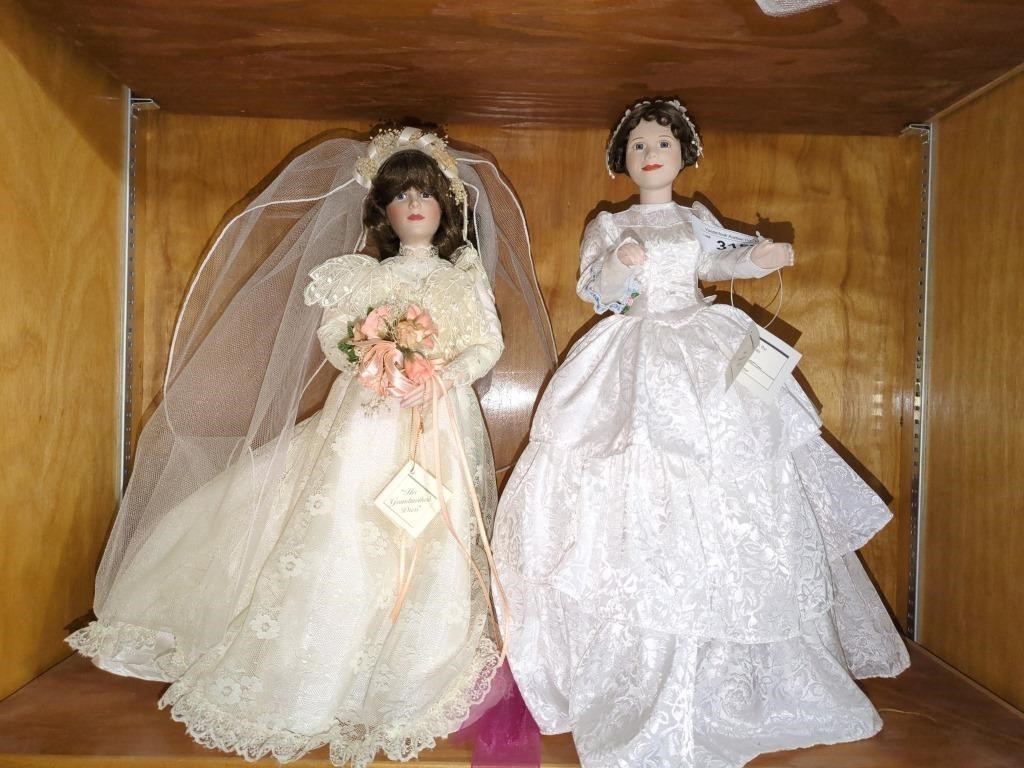 2 Ashton-Drake Porcelain Bride Dolls