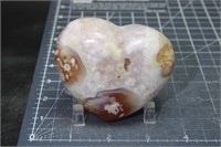 Large High Quality Puffy Druzy Flower Agate Heart