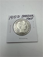 1915-D Barber Half Dollar Coin