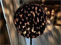 Rusted Metal Leaf Sphere Floor Lamp, 56" h.