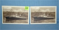 Pair of early ocean liner post cards