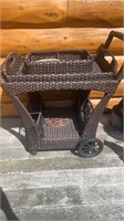 Wicker Food Cart and 2 hot plates