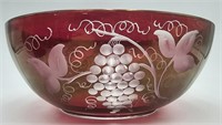 Ruby Flashed Cut to Clear Bohemian Crystal Bowl