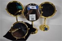 4 Vtg Brass Irving Rice Table Top Mirrors