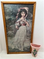 "PINKIE" BY LAWRENCE FRAMED, POTTERY WALL VASE
