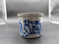 Grey Ceramic Pot with a Cow