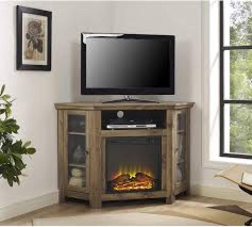48" Corner fireplace TV Reclaimed barnwood