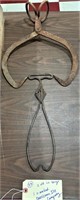 2 Old ice tongs 1 advertising Corsicana Ice Co TX
