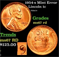 1954-s Lincoln Cent Mint Error 1c Grades GEM++ Unc
