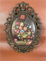 Vintage Oval Picture of Flowers