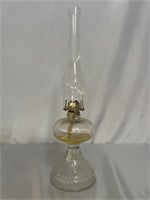 ANTIQUE CLEAR GLASS LAMP BRASS KEROSENE OIL LAMP