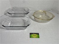 Glass Pyrex Dish and 2 Loaf