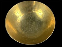 6" dia 2" tall antique China brass bowl.  Marked