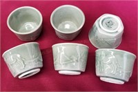 Set of Celadon Made in Japan Cups