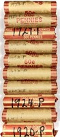 (10) Rolls 1920's Wheat Cent Penny Lot