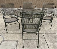 Wrought Iron Patio Set Table Chairs (4)