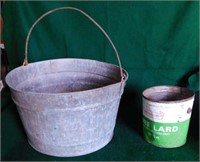 Galvanized pail w/ bale handle, 13.5" x 8" -