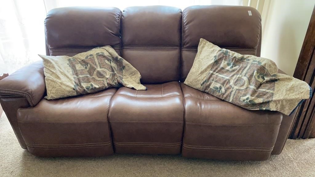Leather electric dual recliner sofa, 88 “ wide