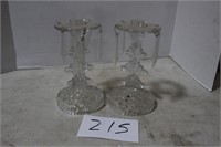 GLASS CANDLESTICKS WITH FOBS 8INCH
