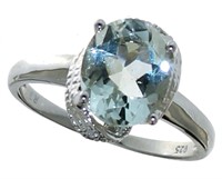 Oval 2.08 ct Natural Aquamarine & Diamond Ring