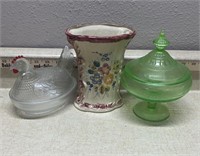 2 Candy Dishes & Vase