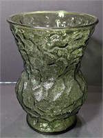 E C Brody Green Ripple Glass Vase