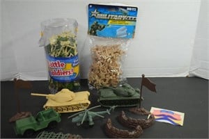 Assortment Of Plastic Toy Soldiers,Tanks,Jeeps &