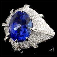 5.49ct Tanzanite & 1.96ct Diamond in 18K White Gol