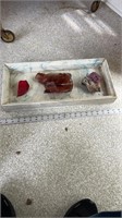 Marble tray and 3  beautiful pieces of slag rocks