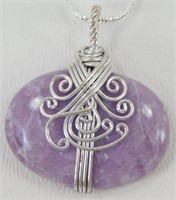Lepidolite Wire-Wrapped 1.5" Pendant & Chain