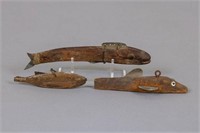 Lot of 3 Fish Spearing Decoys by Unknown Maker,