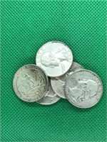 Bag of 5 Total Silver Quarters Unsearched Assortes