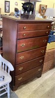 Dark wood chest of drawers dresser with five