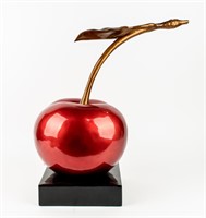 Golden Stem Red Cherry Modern Sculpture