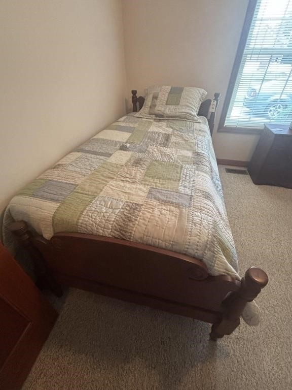 TWIN BED, NIGHT STAND & DRESSER